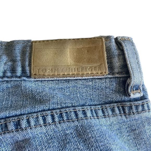 Tommy Hilfiger 00’s Low Rise Flare Hiphugger Denim Jeans - Leather Flag Patch - Picture 9 of 15